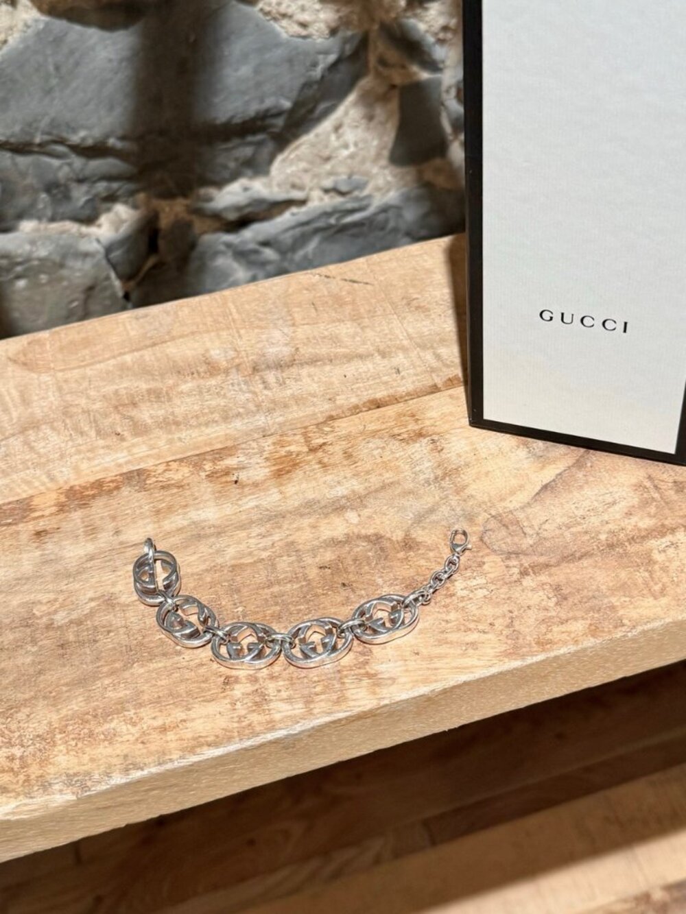 Gucci 925 Sterling Silver GG Britt Chain Bracelet